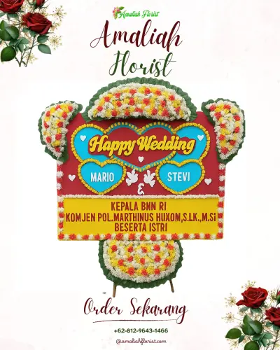 Karangan Papan Bunga Pernikahan di Klakah